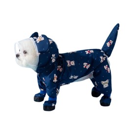 Harikaji Small Dog Raincoat, Tail Protect Feet Cover Waterproof Dog Rain Jacket Dog Rain Coat for Puppy Small Dogs (Navy Bear,S)
