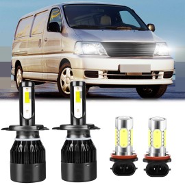 SHENKENUO For Toyota HiAce 2006-2022 Combo LED Headlight High/Low Beam + Fog Light Bulbs