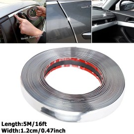 Bumper_Carparts 16ft Cover Strip Roll Chrome Moulding Trim Strip Car Door Edge Guard Protector