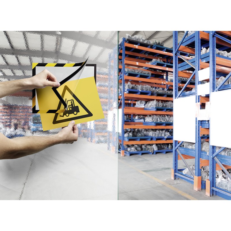 Durable Duraframe Security A4 Info Frame, Yellow/Black (Pack of 2)