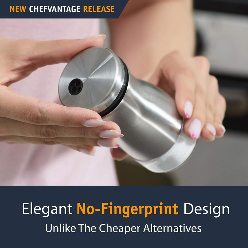 CHEFVANTAGE Salt and Pepper Shakers Set with Adjustable Pour Holes