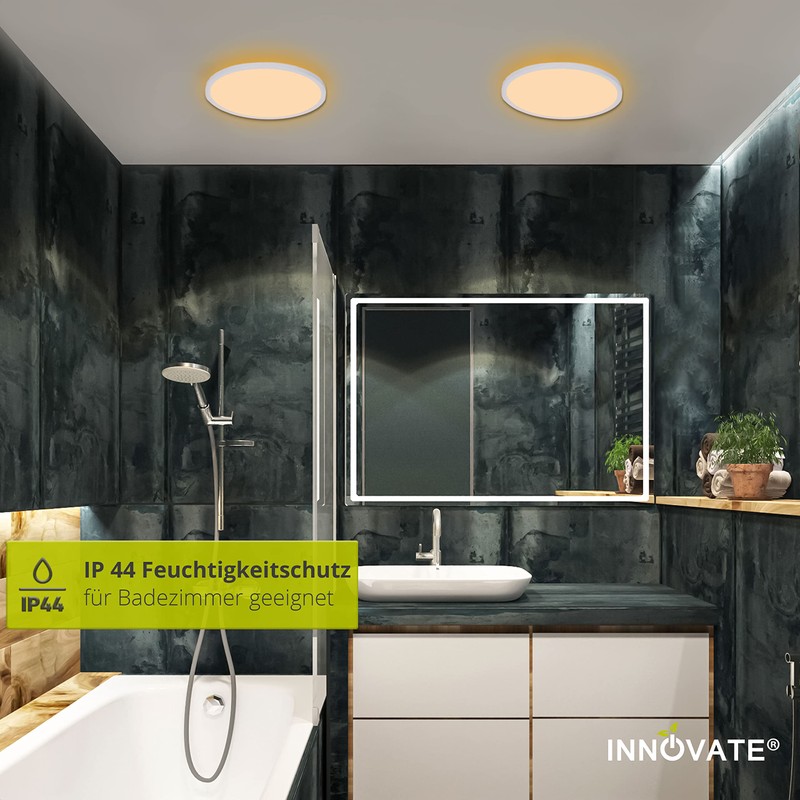 INNOVATE LED Ceiling Light Dimmable with Backlight - IP44 Dimmable