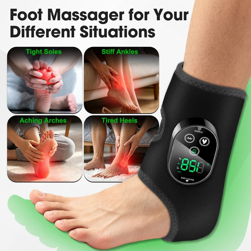 2Pcs Cordless Foot and Ankle Massager for Pain Relief, Rechargeable