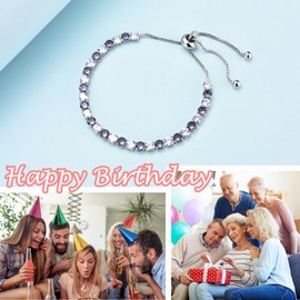 PDTU Birthday Gifts for Women, 50th Birthday Gifts for Her Cubic Zirconia Adjustable Birthday Bracelet Presents for Mum Grandma Daughter Friends│30-80 Birthday Gifts for Women