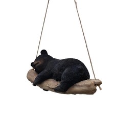 Hi-Line Gift Ltd. Suspended Cub Serenity: Striking Black Hanging Bear Polyresin Figurine