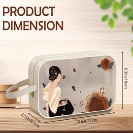 Runziti Waterproof Beige Travel Makeup Bag - Compact Portable Cosmetic & Toiletry Organizer for Women, Ideal for Travel Essentials, Makeup & Toiletry Bags for Women