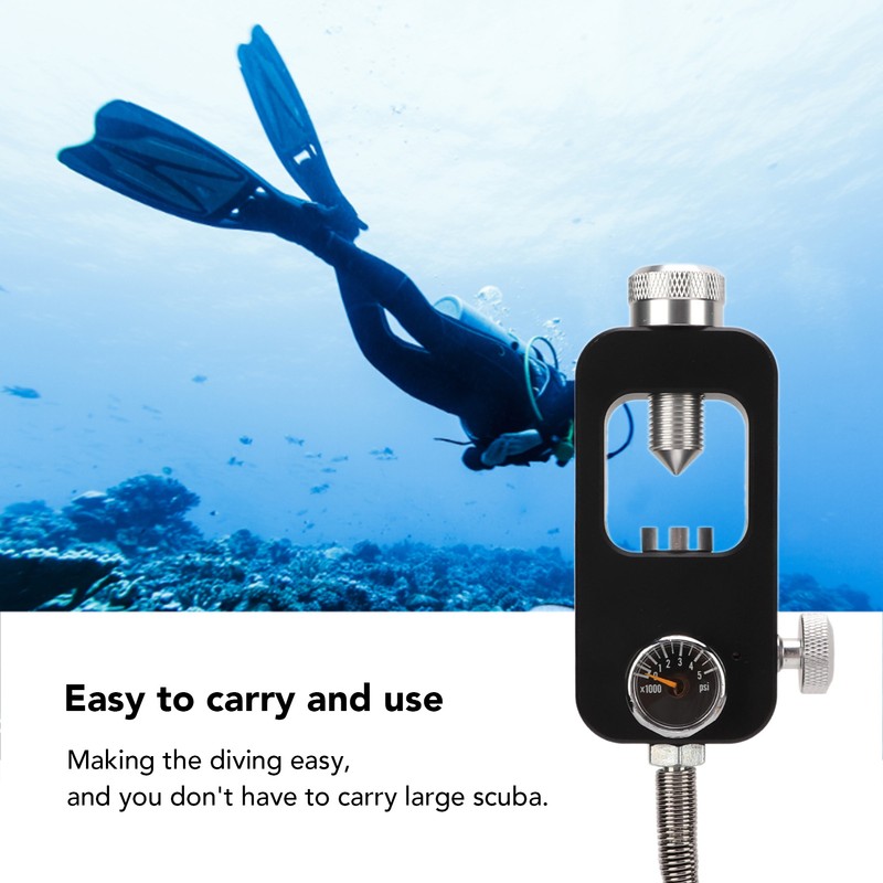 Diving Tank Refill Adapter with Gauge Hose Aluminium Alloy Durable