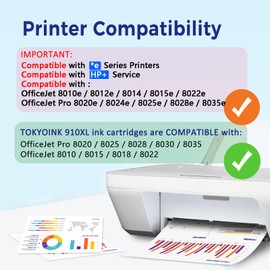 TOKYOINK 910XL Replacement for HP Ink 910XL Ink Cartridges Black Color Combo Pack for HP OfficeJet 8010 8010e 8015 8015e 8022 8022e OfficeJet Pro 8020 8020e 8025 8025e 8028 8028e 8035 8035e