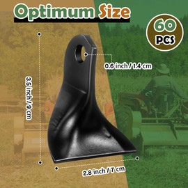 Threlaco 60 Pcs Flail Mower Blades Flail Lawn Cutter Knives Grass Cutting Knife Scoop Flail Mower Blades Flail Cutters Mowers