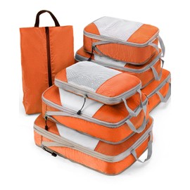 Meowoo Compression Packing Cubes Travel Organizer 7 Set, Ripstop Mesh Travel Organizers for Luggage Multi-Functional Ultralight Expandable Packing Cubes for Carry-on Luggage, Travel, Backpack