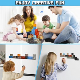 Magnetic Blocks - Build Mine Magnet World kids Building Toy, Magnetic Tiles Building Blocks Toddler STEM Montessori Toy Sensory Outdoor Toys for 3+ Year Old Boys&Girls, Christmas Birthday Gift（Castle）