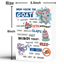 uugtcard 13th Birthday Card Gifts for Boys Girls Son Daughter, 13 Year Old Birthday Decorations for Nephew Niece Teenagers with Gen Z Slang Meme-Inspired Design