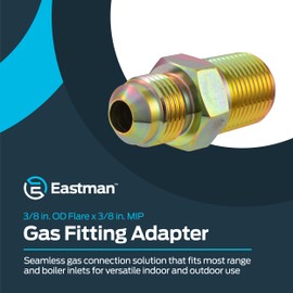 Eastman Gas Fitting Adapter, 3/8 in MIP x 3/8 in OD Flare, Brass, 65708B