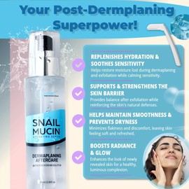 jasclair Suero Hidratante De Mucina De Caracol Para Después Del Dermaplaning: Cuidado De La Piel Coreano Para Calmar Hidratar Y Renovar La Piel Después De Usar Cuchillas Y Herramientas De De