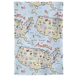 Fish Kiss 16"x24" America Map Towel is 100% Microfiber Waffle Weave Help You Explore in Detail – Our Super Absorbent & Soft, Machine Washable State Map Towel is Stain & Wrinkle Resistant
