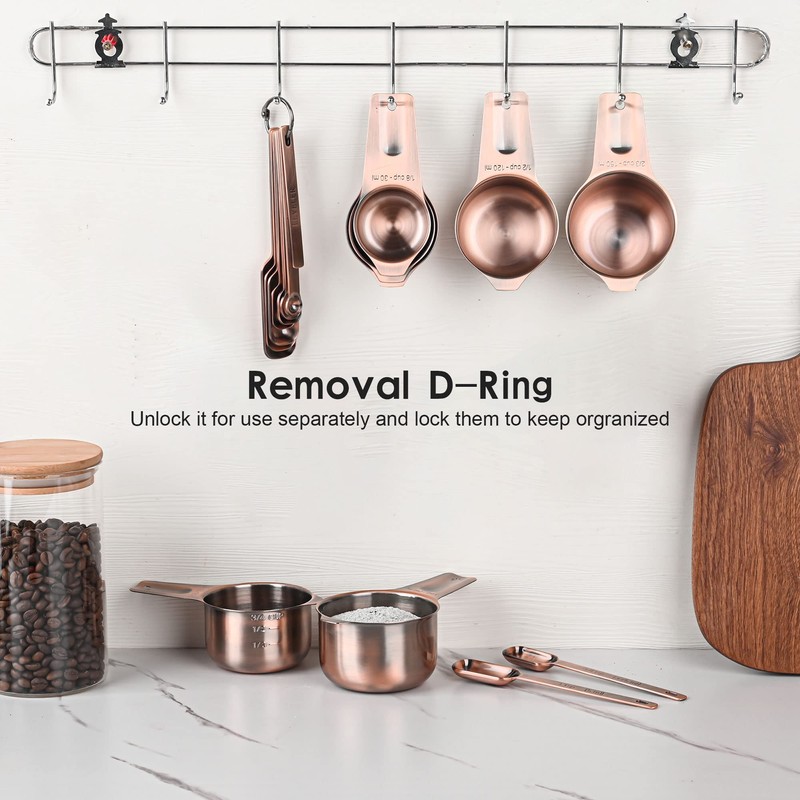 zoyizi Copper Measuring Cups and Spoons Set 14, Stainless Steel