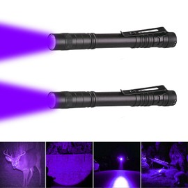 LIAISIMI UV Black Light Torch Mini LED Torch with Pen Clip UV LED Hand Lamp Black Light for Fake Banknotes, Urine of Dogs and Other Pets, Stains etc. (2 Pack UV)