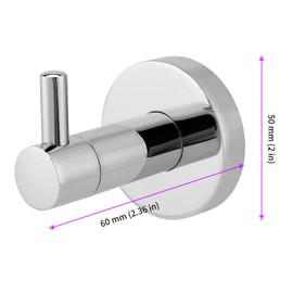 JEUIHAU 2 Pack Stainless Steel Towel Hooks, Silver Chrome Bathroom Hooks, Wall Mounted Robe Hook Door Hooks with Mounting Accessories for Bathroom, Kitchen, Bedroom, Office