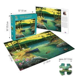 1000 Piece Puzzle for Adults Enigma J Charles A Serene Place Canoe at Stream 27X20 blueboard Jigsaw