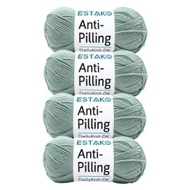 Estako DailyKnit-DK - Paquete de 4 madejas, 100% hilo acrílico antibolitas - Suave DK peso ligero #3 - (4 x 3.5 onzas/4 x 273 yardas) - para tejer y ganchillo (80004 - Verde menta)