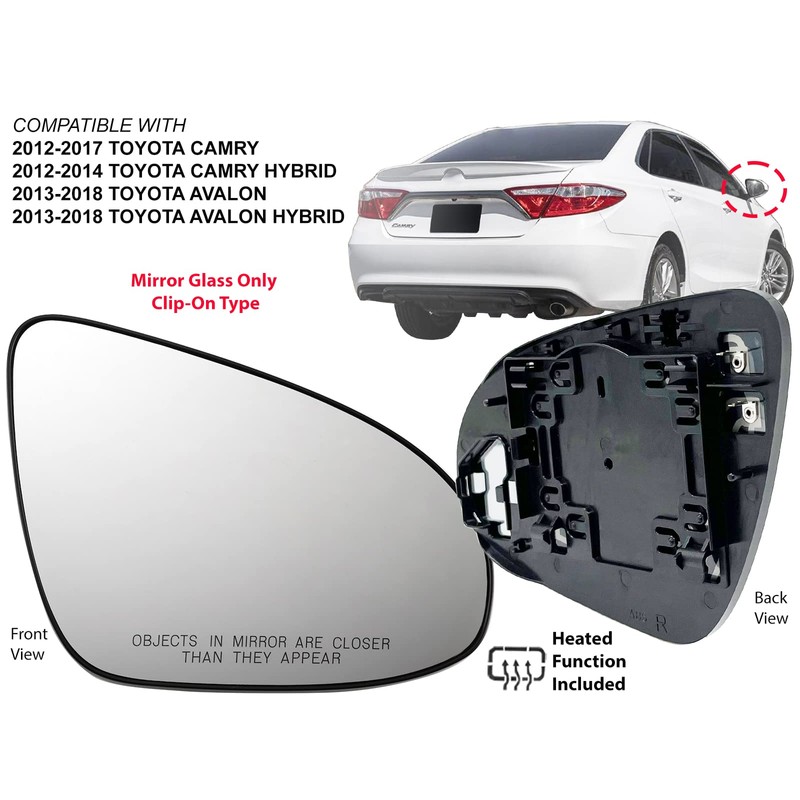 APA Replacement for 2012-2017 Camry 2013-2018 Avalon Mirror Glass with