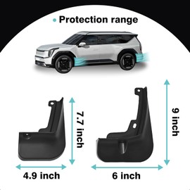 BestEvMod Mud Flaps Splash Guards Compatible with 2024 Kia EV9 Accessories Splash Fender Winter Vehicle Sediment Dirt Protection Set of 4 No Need to Drill Holes