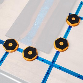 POWERTEC 72127 24 Inch Double-Cut Profile Universal T-Track with Predrilled Mounting Holes, with T Track & Work Bench Stops Plus Work Grippers and Finishing Cone - Bench Dog Cookies Fit 3/4" Dog Hole