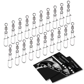 AMZfishing 20 x Fishing Swivels with Fast-Lock, Carabiner Swivels Fishing, Swivel Assortment, Swivel Set, Fishing Swivels, Fishing Swivel Set, Fishing Swivels, Fishing Accessories Swivel Set (20, 14)