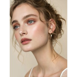 Serenity Sleepers 24K Gold Plated 925 Solid Sterling Silver Faceted Sleeper Hoop Earrings Women | Gold Plated AAAA Quality Natural Freshwater Pearl Charm Earring 10mm to 14mm (12mm w/ 5mm Pearl)