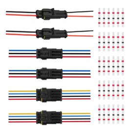 HUAZIZ 2/3/4 Pin Cable Connector Plug, 6 Sets Waterproof Plug Cable Connector Plug for Car Scooter Motorcycle with 30 Pieces Solder Connector