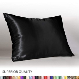 ShopBedding Luxury Satin Pillowcase for Hair â Queen Satin Pillowcase with Zipper, Black (Pillowcase Set of 2) â Blissford