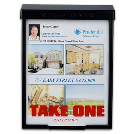 Marketing Holders Outdoor Brochure Holder 8 1/2"W x 11"H Black Flyer Heavy Duty Box Material Display Restaurants Menus Pamphlets Brochures Document Letter Size Single Slot