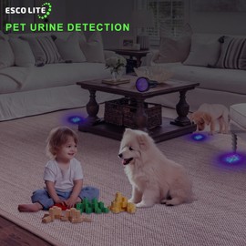 ESCO LITE UV Flashlights Black Light for Pet Urine Detection 51 LED Blacklight Flashlight for Dog Cat Stains, UV Light Flashlight for Resin, Carpet, Hotel, Bathroom with Battery