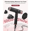 Dual Voltage Travel Hair Dryer with Diffuser, 1875W Ionic,Black