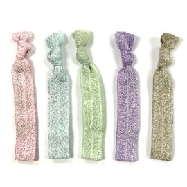 allydrew Colorful Hair Ties Ponytail Holders (Set of 5), Pastel Glitter