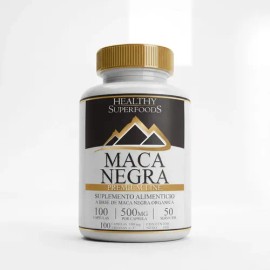 Healthy Superfoods Maca Negra (Lepidium meyenii) Pura Orgánica Premium 100 Capsulas 500mg Sabor Natural