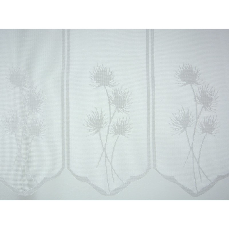 Clever-Kauf-24 Net Curtain Jacquard Flower White Bistro Curtain in 6