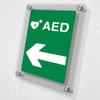 V Safety AED Arrow Left Automated External Defibrillator Acrylic Sign