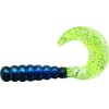 Kalin's 2 Inch Triple Threat Grub (10 Pack), Black/Blue/Chartreuse Tail