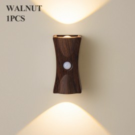 Nordic Modern Wireless Magnetic Motion Sensor Usb Rechargeable Wall Lamps Creative Smart Home Decor Bedside Led Stair Wall LightBody color: Brown, Lamp Power(W): 1, Lamp Sizes: Small