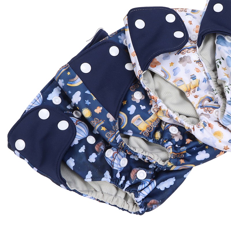 4 Pcs Reusable Cloth Diapers Easy to Set Up Washable