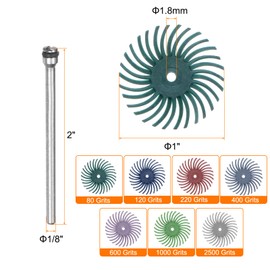 HARFINGTON 42pcs Radial Bristle Disc Set 1" 80-2500 Grit Detail Abrasive Brush Kit Gap Polishing Wheel Assortment with 6pcs 1/8" Shank Mandrels for Jewelry Wood Metal Polishing Cleaning