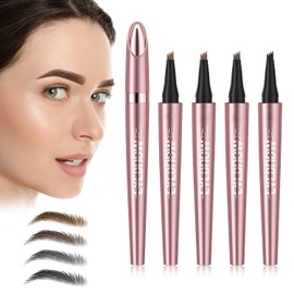 Kolvoii Microblading Eyebrow Pencil, 2024 New Eyebrow Tattoo Pencil, 3D Waterproof 4 Fork Tip Magic Eyebrow Pen, Natural Makeup Fine Stroke Long-Lasting Eyebrow Pencil Stay on All Day(4 Color)