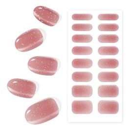 Topforce Gel Nail Seal, Curing Type, Nail Seal, Gel Nail, Just Stick (16 Pieces), Set of 5 with Mini Gel Lamp, Salon Quality, Waterproof, Nail Seal, For Hand Use, Popular Design, Easy Off