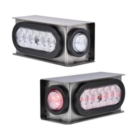 ALLGOOD Clear Tail Lights Steel Boxes Housing w/6Inch Oval LED Trailer Tail Lamp 2 Inch Round Marker Lights 2Pcs