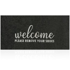 AAZZKANG Welcome Mat Outdoor Please Remove Your Shoes Doormat Non Slip Front Door Mat 120x45cm Quickly Trap Dirt Easy to Clean Entrance Mats for Indoor High Traffic Areas Black