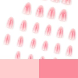 24 Piezas de Uñas Postizas a Presión, Uñas Postizas Cuadradas Cortas Francesas, Pegatinas para Uñas para Mujeres y Niñas, Arte de Uñas (A)