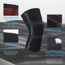 MILAIUN Knee Support Set of 2, Knee Support Men and Women, Compression Knee Bandages, Knee Bandage for Osteoarthritis, Meniscus, Sports, ACL, Running, Weightlifting (S, Black Blue)