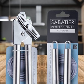 Sabatier Professional Stainless Steel Can Opener - Comfortable Turning Mechanism. Cuts Inside Rim of Tin. Strong Handles. Dishwasher Safe. Guaranteed for 25 Years.