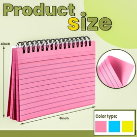 MotBach Colorful 150 Pcs Spiral Index Cards 4x6 Inch Flash Cards with Ring Lined Note Card Book Flashcards, Colored Ruled Card Pad Index Note Books 4 x 6 Notecards for Studying School Supply College